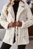 Casual Daily Solid Color Pocket Buttons Fluffy Turndown Collar Outerwear