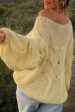 Casual Solid Color Weave O Neck Tops