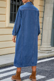 Casual Street Solid Color Buttons Turndown Collar Long Sleeve Loose Denim Jacket
