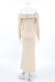 Sexy Solid Color Ruffle Slit Off Shoulder One Step Skirt Dresses