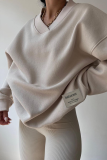 Casual Daily Solid Color Patchwork V Neck Tops