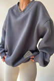 Casual Daily Solid Color Patchwork V Neck Tops