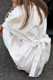 Casual Solid Color Lace Up V Neck A Line Dresses