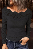 Sexy Solid Color Lace Off Shoulder Tops