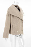 Casual Street Solid Color Buckle Gross Turndown Collar Outerwear