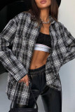 Street Daily Plaid Hot Drill Contrast Turndown Collar Tops