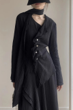 Casual Solid Color Buttons Ruched V Neck Tops