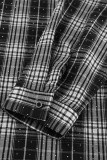 Street Daily Plaid Hot Drill Contrast Turndown Collar Tops