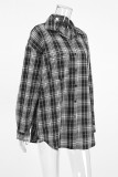Street Daily Plaid Hot Drill Contrast Turndown Collar Tops