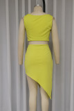 Sexy Solid Color Slit Irregular Square Neck Sleeveless Two Pieces