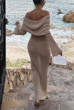 Sexy Solid Color Hollow Out See-Through Off Shoulder One Step Skirt Dresses