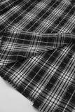 Street Daily Plaid Hot Drill Contrast Turndown Collar Tops