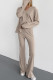 Casual Solid Color Potholes V Neck Long Sleeve Two Pieces