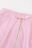 Elegant Solid Color Slit Zipper Straight High Waist Solid Color Bottoms