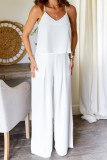 Casual Daily Solid Color Pocket Ruched V Neck Sleeveless Two Pieces