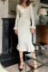 Daily Elegant Solid Color Ruffle Turndown Collar One Step Skirt Dresses
