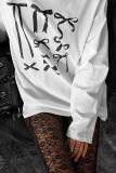 Casual Bow printing O Neck Tops