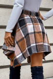 Casual Plaid Irregular Contrast High Waist Type A Patchwork Bottoms