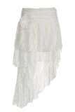Casual Street Solid Color Lace Irregular High Waist Solid Color Bottoms