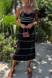 Sexy Solid Color Weave Contrast V Neck Sling Dresses