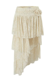 Casual Street Solid Color Lace Irregular High Waist Solid Color Bottoms
