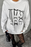 Casual Bow printing O Neck Tops