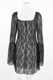 Sexy Solid Color Lace Square Neck Lace Dress Dresses