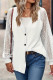Casual Solid Color Lace Buttons V Neck Tops