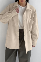 Casual Daily Solid Color Pocket Potholes Turndown Collar Tops