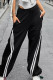 Street Sportswear Striped Print Pocket Patchwork Contrast Loose High Waist Patchwork Bottoms