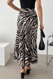 Street Elegant Zebra Print Zipper Contrast Regular High Waist Full Print Bottoms