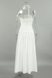 Sexy Solid Color Ruched Flowers Strapless Strapless Dresses