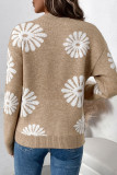 Casual Flowers Weave Contrast O Neck Tops