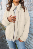 Casual Daily Solid Color Patchwork Zipper Mandarin Collar Outerwear