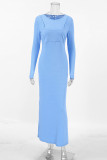 Street Elegant Solid Color Potholes O Neck One Step Skirt Dresses(fake two pieces)