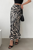 Street Elegant Zebra Print Zipper Contrast Regular High Waist Full Print Bottoms