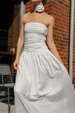 Sexy Solid Color Ruched Flowers Strapless Strapless Dresses