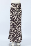 Street Elegant Zebra Print Zipper Contrast Regular High Waist Full Print Bottoms