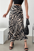 Street Elegant Zebra Print Zipper Contrast Regular High Waist Full Print Bottoms