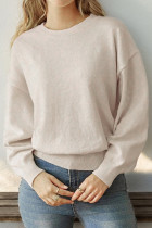 Casual Daily Solid Color Weave O Neck Tops