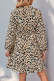 Daily Elegant Flowers Pocket Lace Up Flounce O Neck A Line Dresses