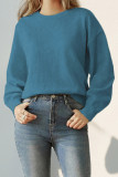 Casual Daily Solid Color Weave O Neck Tops