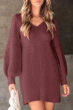 Casual Solid Color Weave O Neck Long Sleeve Dresses