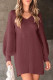 Casual Solid Color Weave O Neck Long Sleeve Dresses