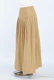 Street Elegant Solid Color Patchwork Pleated High Waist Type A Solid Color Bottoms
