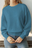 Casual Daily Solid Color Weave O Neck Tops