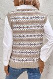 Casual Daily Colorblock Weave Contrast V Neck Tops