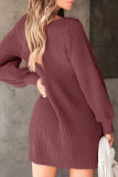 Casual Solid Color Weave O Neck Long Sleeve Dresses