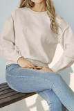 Casual Daily Solid Color Weave O Neck Tops