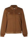 Casual Solid Color Pocket Zipper Turndown Collar Outerwear